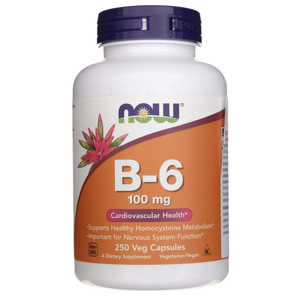 Now Foods Vitamina B-6 100 mg - 250 Cápsulas Vegetales