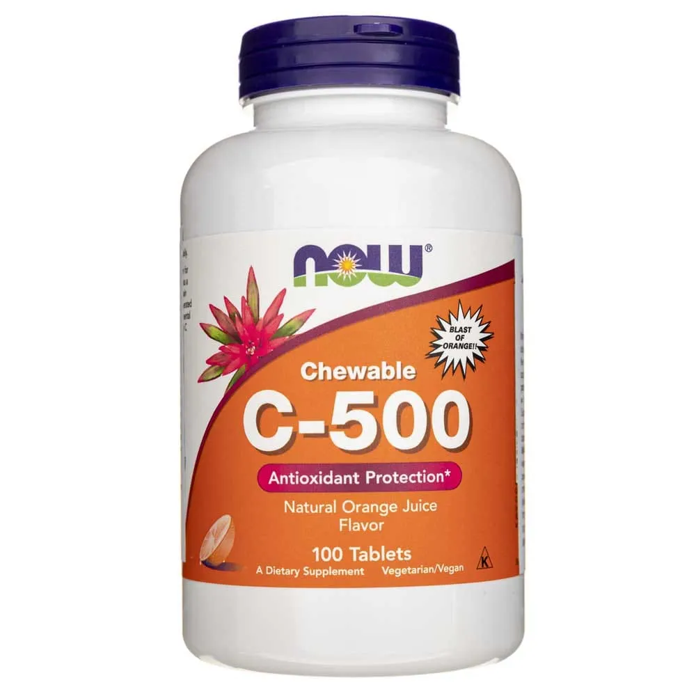 Now Foods Vitamina C-500 Naranja Masticable - 100 Tabletas
