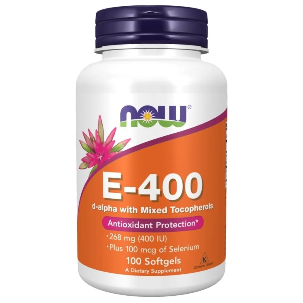 Now Foods Vitamina E-400 + Selenio 100 mcg - 100 Cápsulas