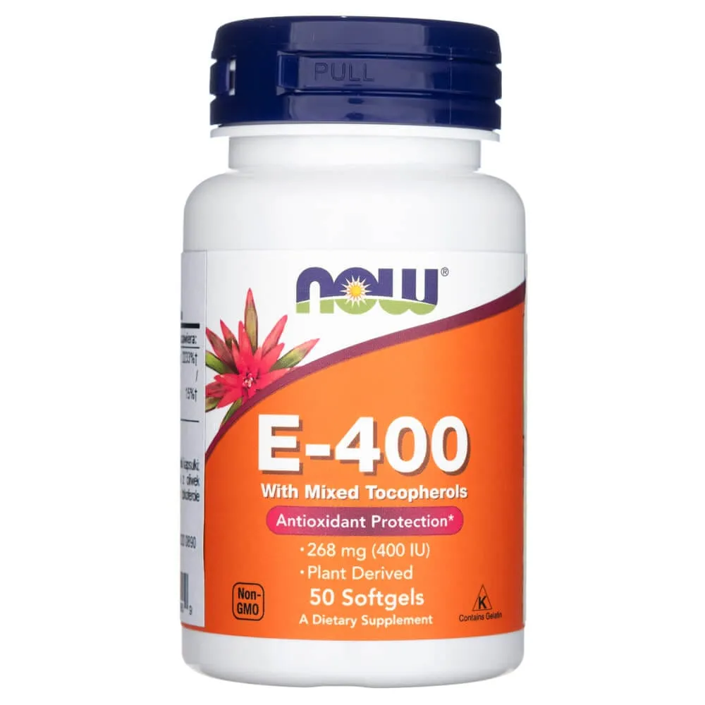 Now Foods Vitamina E-400 con tocoferoles mixtos - 50 cápsulas blandas