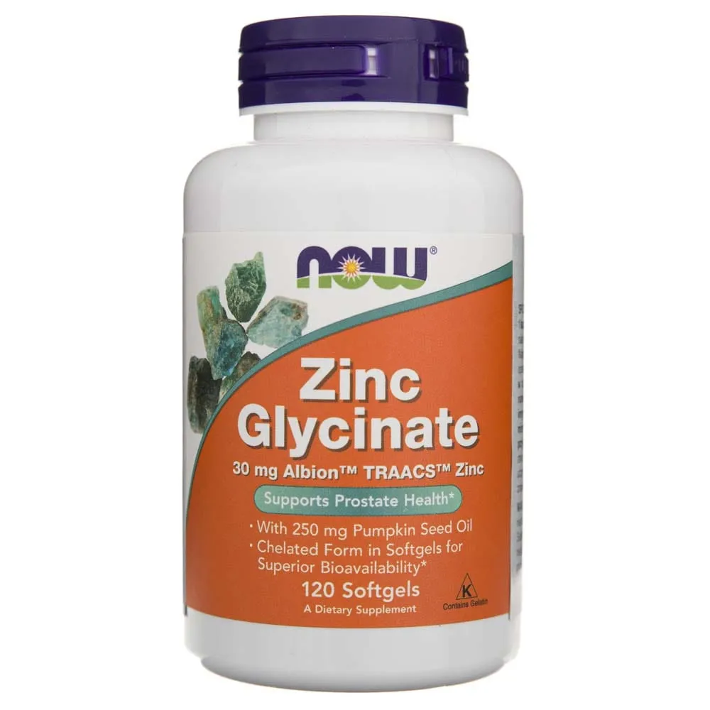 Now Foods Glicinato de Zinc 30 mg - 120 Cápsulas blandas