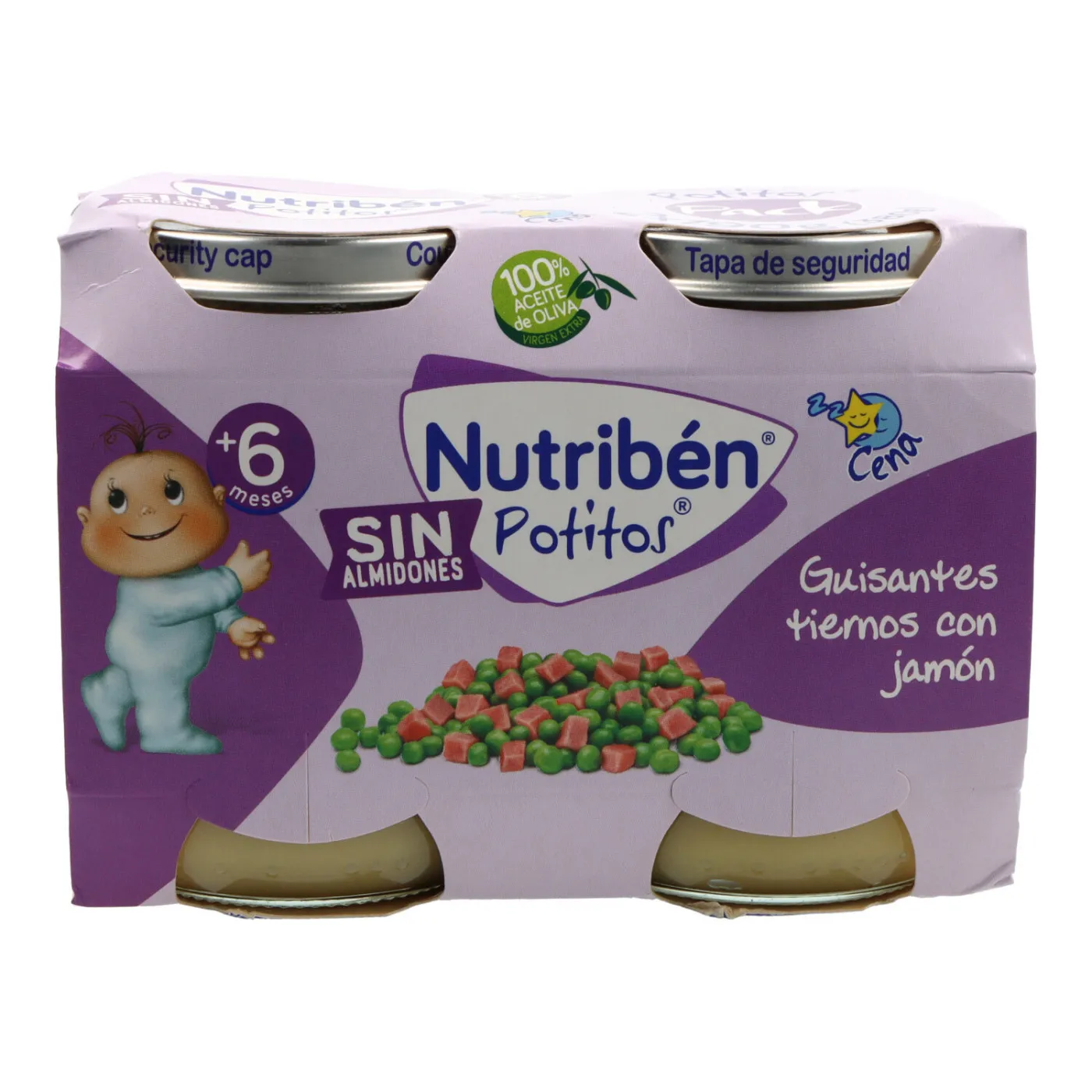 Nutriben Cena Guisantes Y Jamon 2x190 g