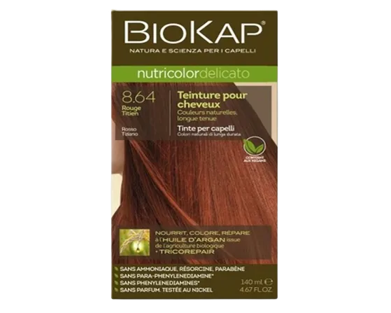 Colorante Nutricolor Delicato 8.64 Rojo Tiziano - 140 ml - Biokap
