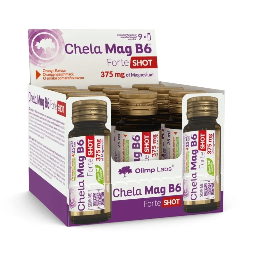 Olimp Chela-Mag B6 Forte Shot, Sabor Naranja - 20 piezas