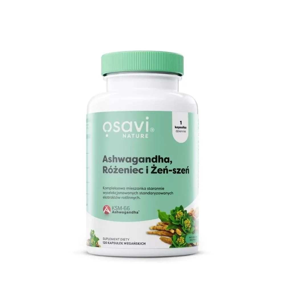 Osavi Ashwagandha KSM-66, Rosácea y Ginseng - 60 Cápsulas