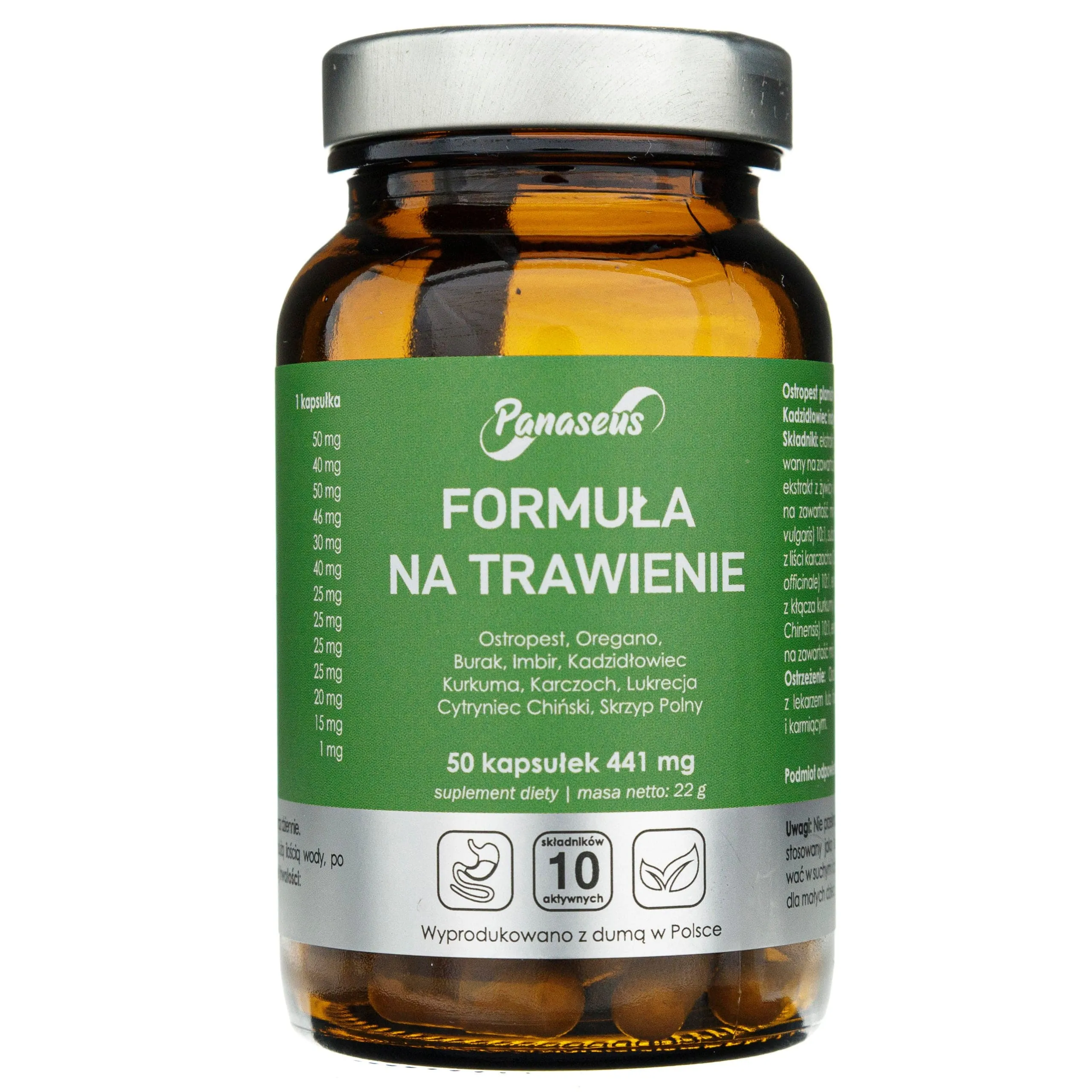 Panaseus Fórmula para la Digestión 441 mg - 50 Cápsulas