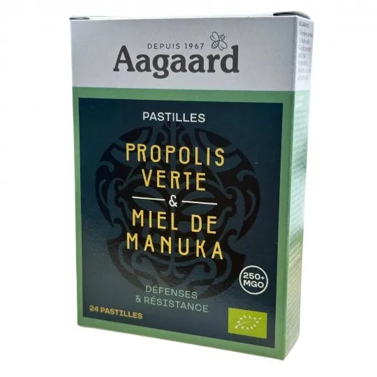 Pastillas de própolis verde y miel de Manuka Pastillas Bio-24-Aagaard