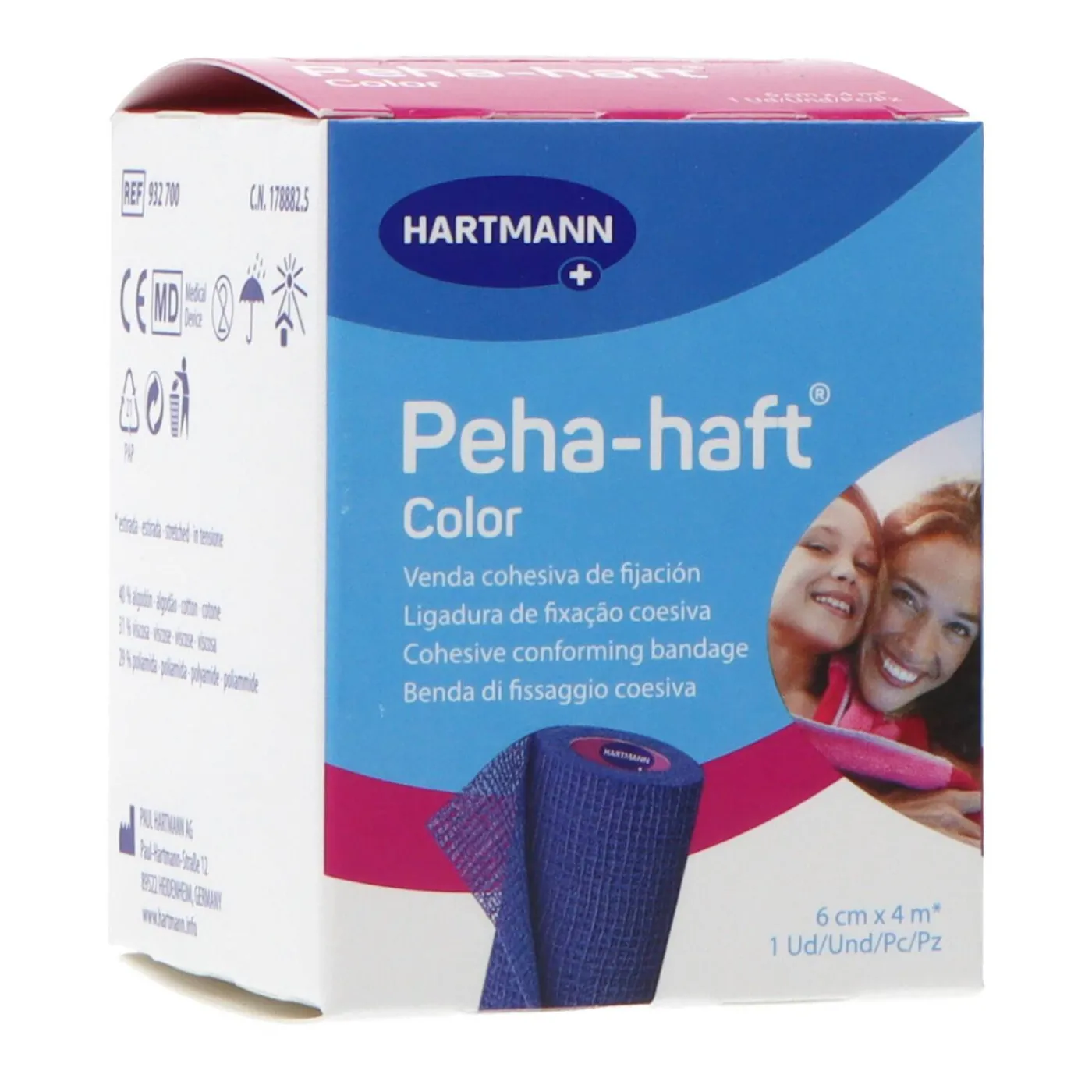 Pehahaft Venda Autoadhesiva 6cm X 4m Azul Hartma