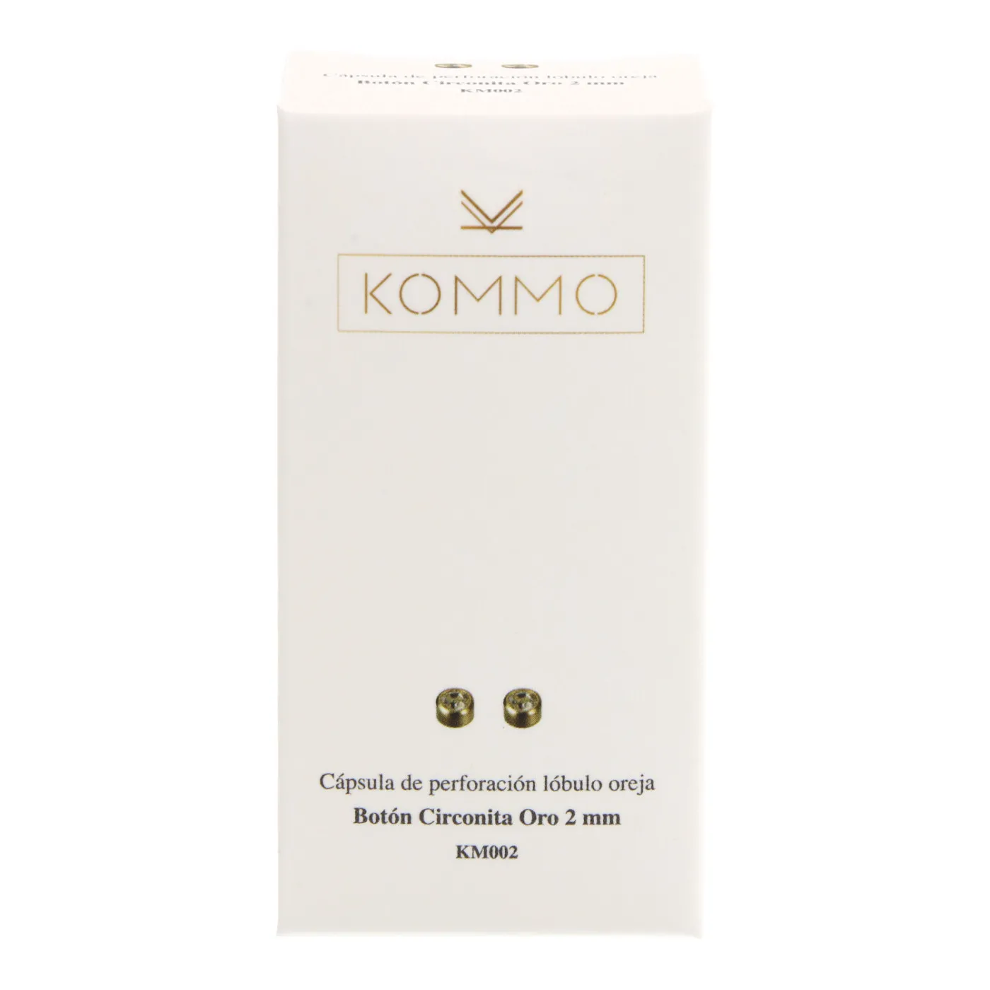 Pendiente Boton Circonita Oro 2mm