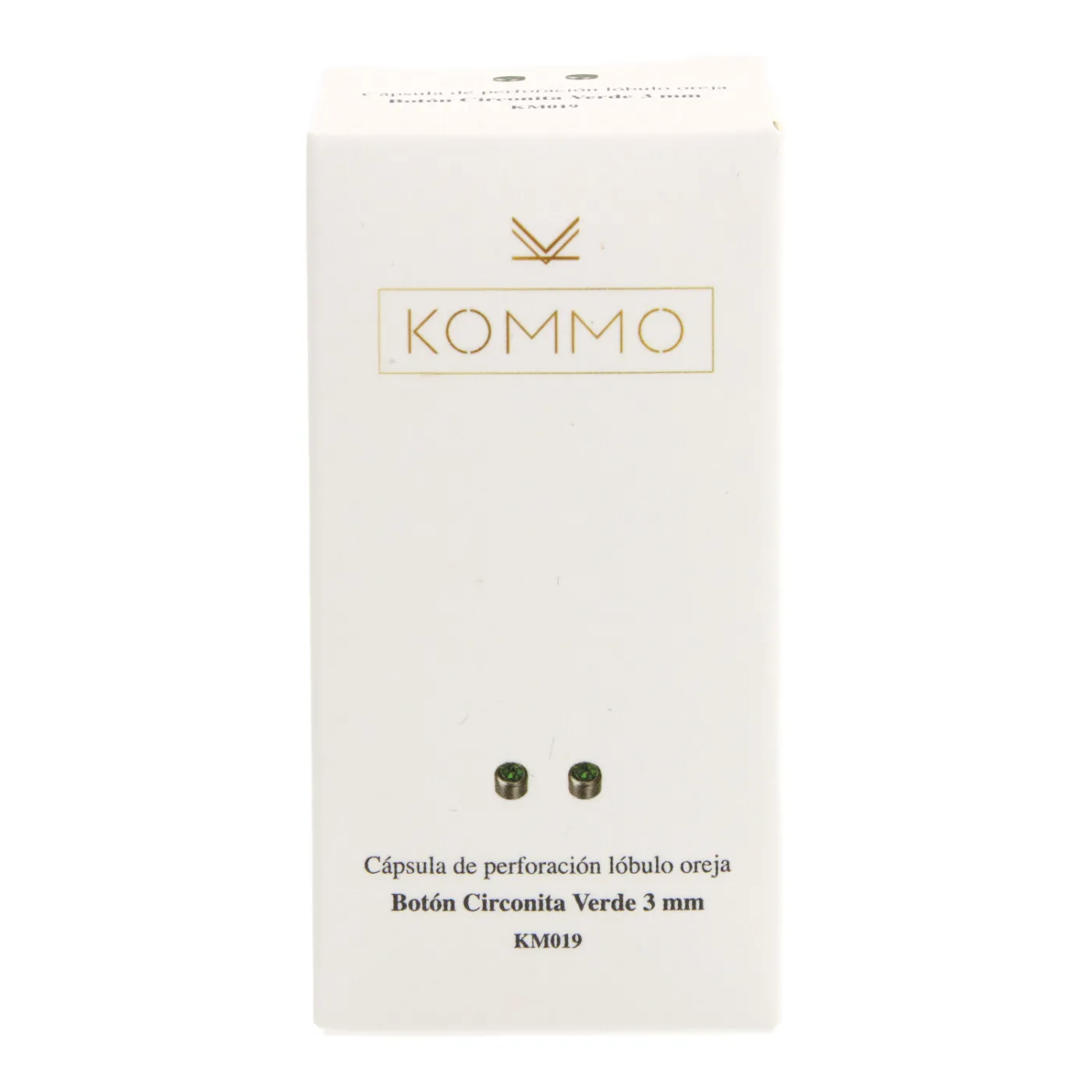 Pendiente Boton Circonita Verde 3mm