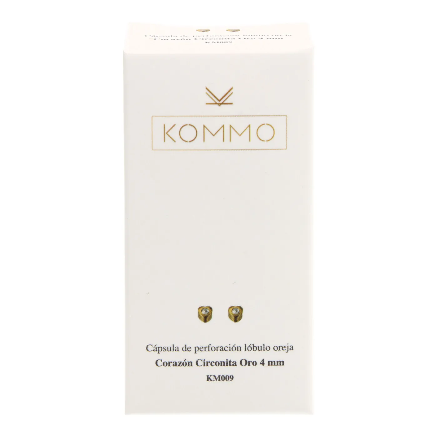 Pendiente Corazon Circonita Oro 4mm