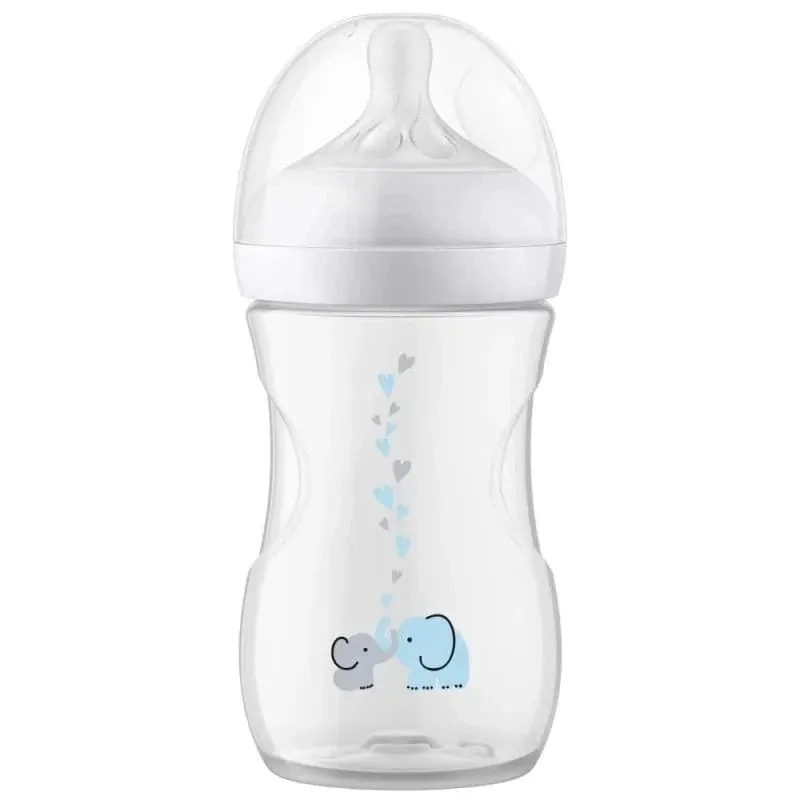 Philips Avent Biberón Natural Reactivo con Válvula Anticólicos AirFree, Elefante - 260 ml