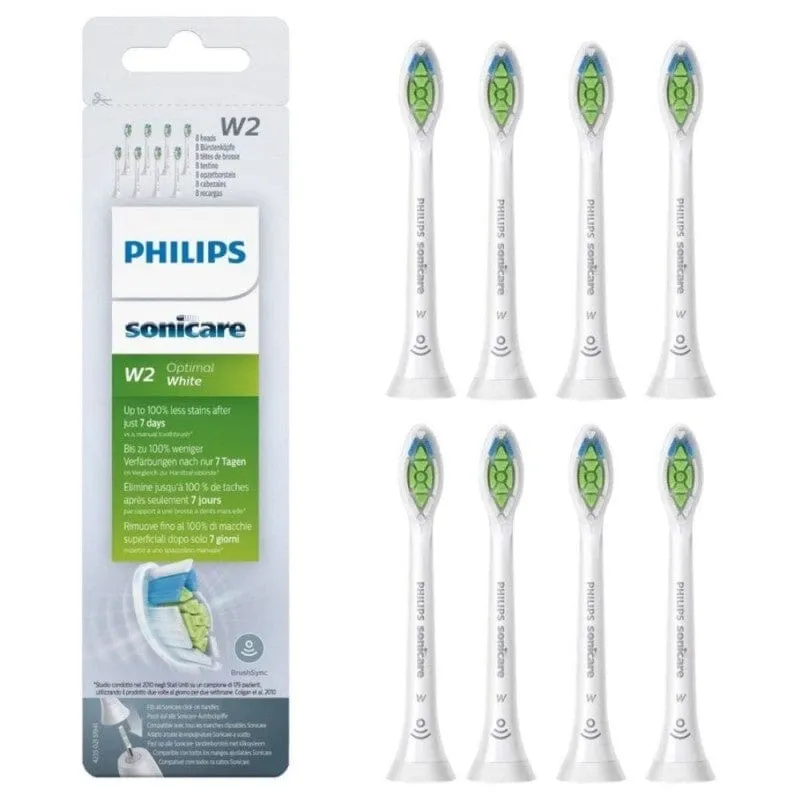 Philips Sonicare Optimal White, Cabezales de cepillo dental Sonic blanqueadores, Blanco - 8 piezas
