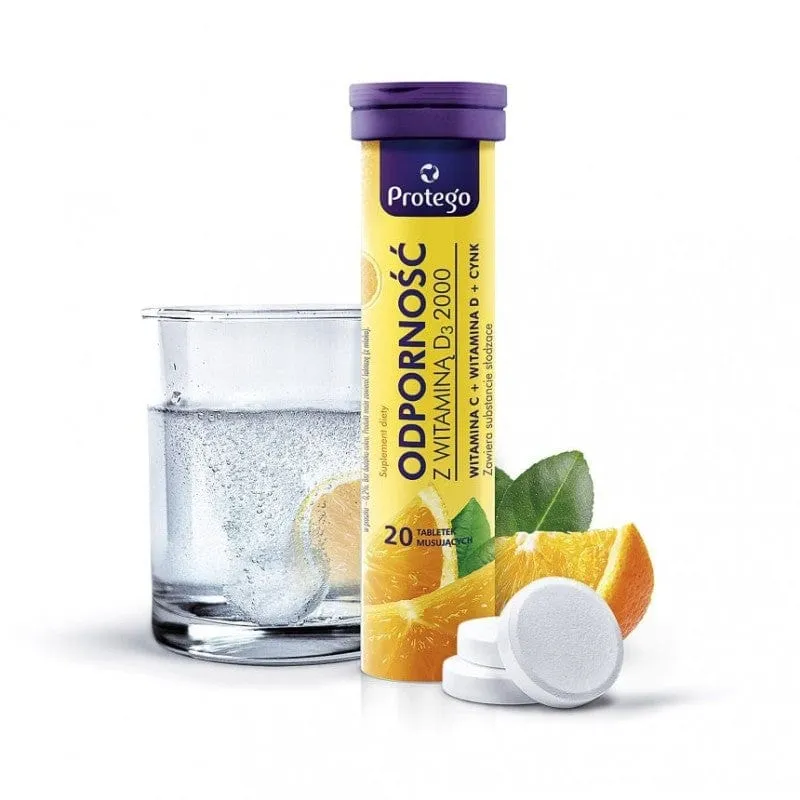 Protego Immunity, Vitamina D3 2000 - 20 Tabletas efervescentes