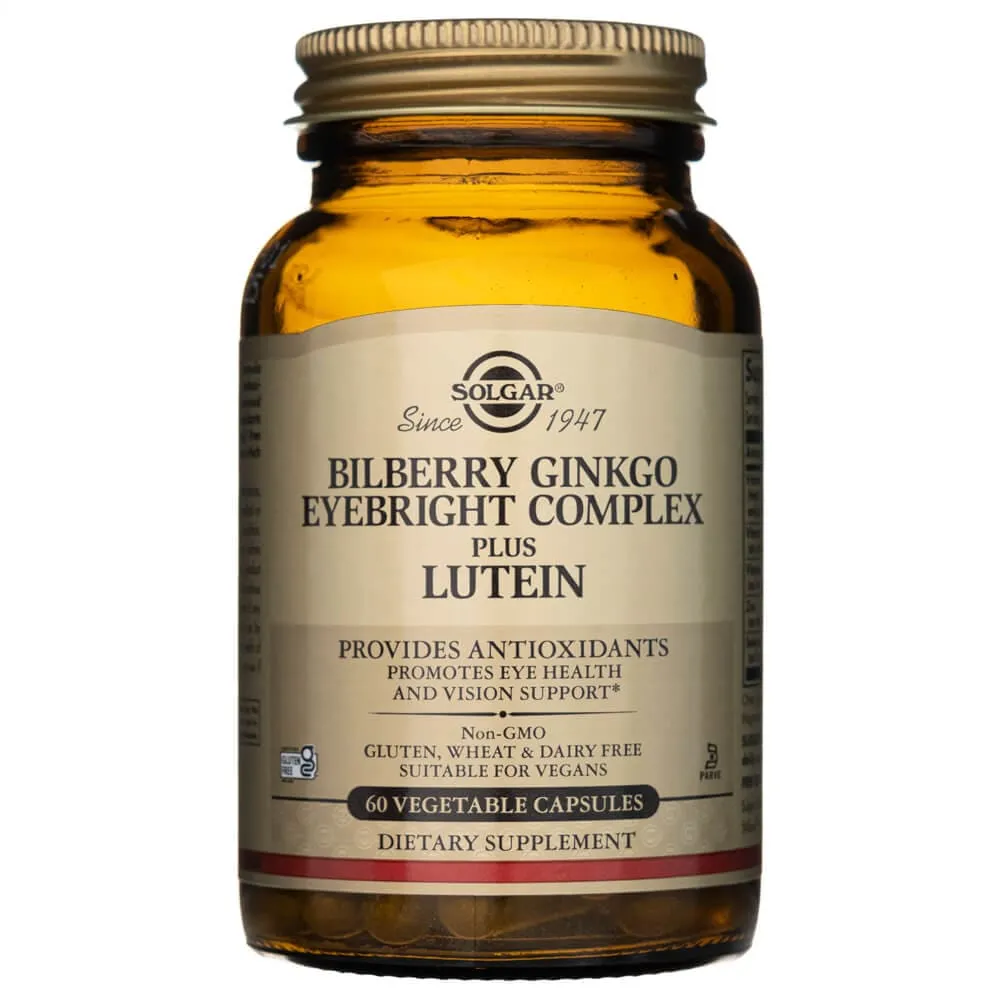 Solgar Complejo de arándano, ginkgo y eufrasia más luteína - 60 cápsulas vegetales