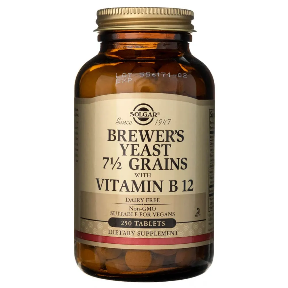 Solgar Levadura de Cerveza 7 1/2 Granos con Vitamina B12 - 250 Tabletas