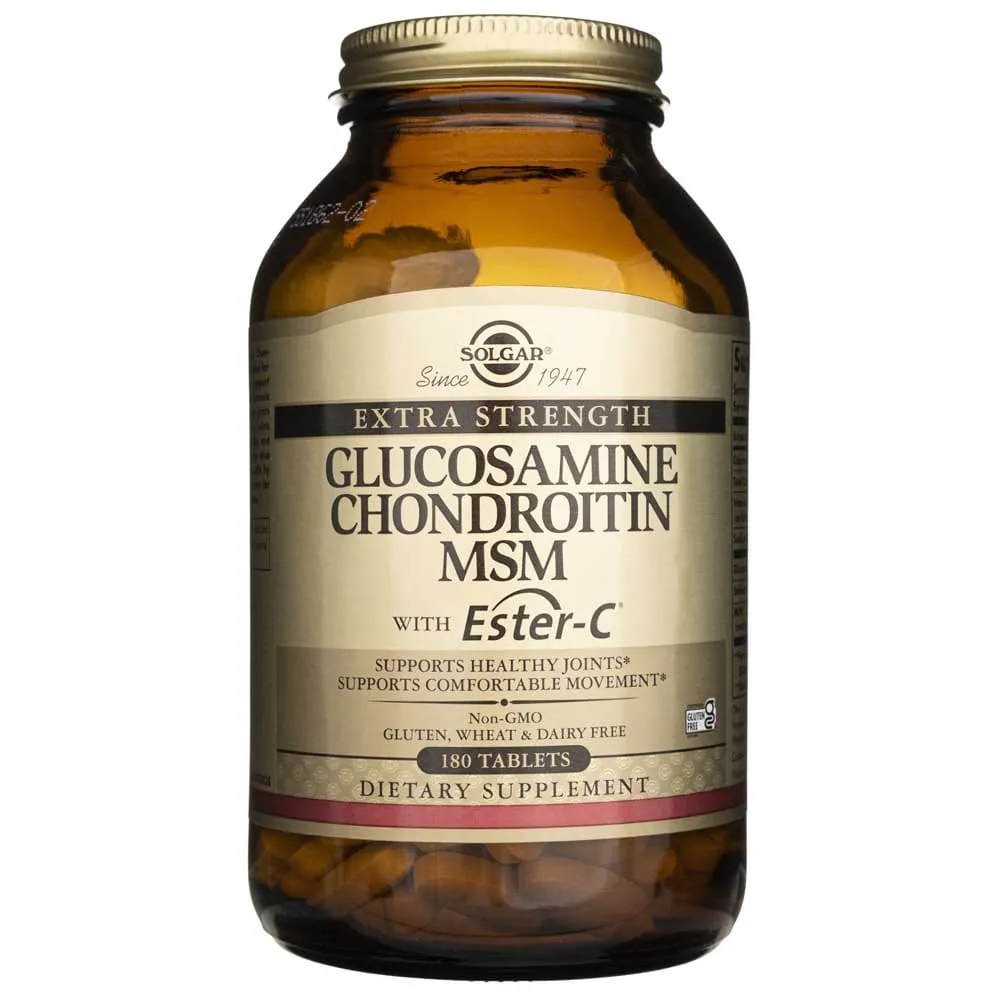 Solgar Glucosamina Condroitina MSM Extra Fuerte con Ester-C - 180 Tabletas
