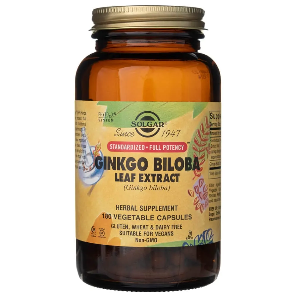 Solgar Ginkgo Biloba Extracto de Hoja - 180 Veg Cápsulas