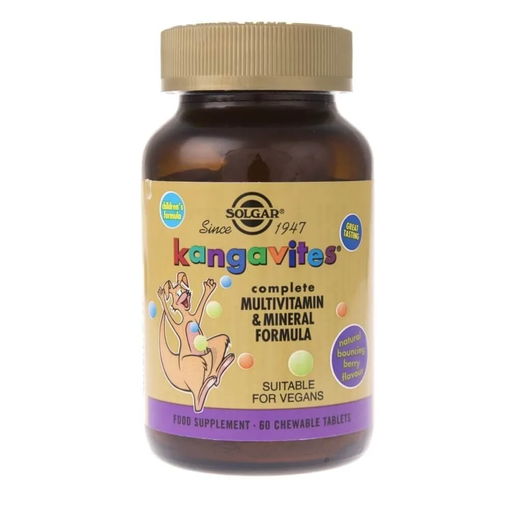 Solgar Kangavites Vitaminas para Niños, Sabor Bayas - 60 Pastillas