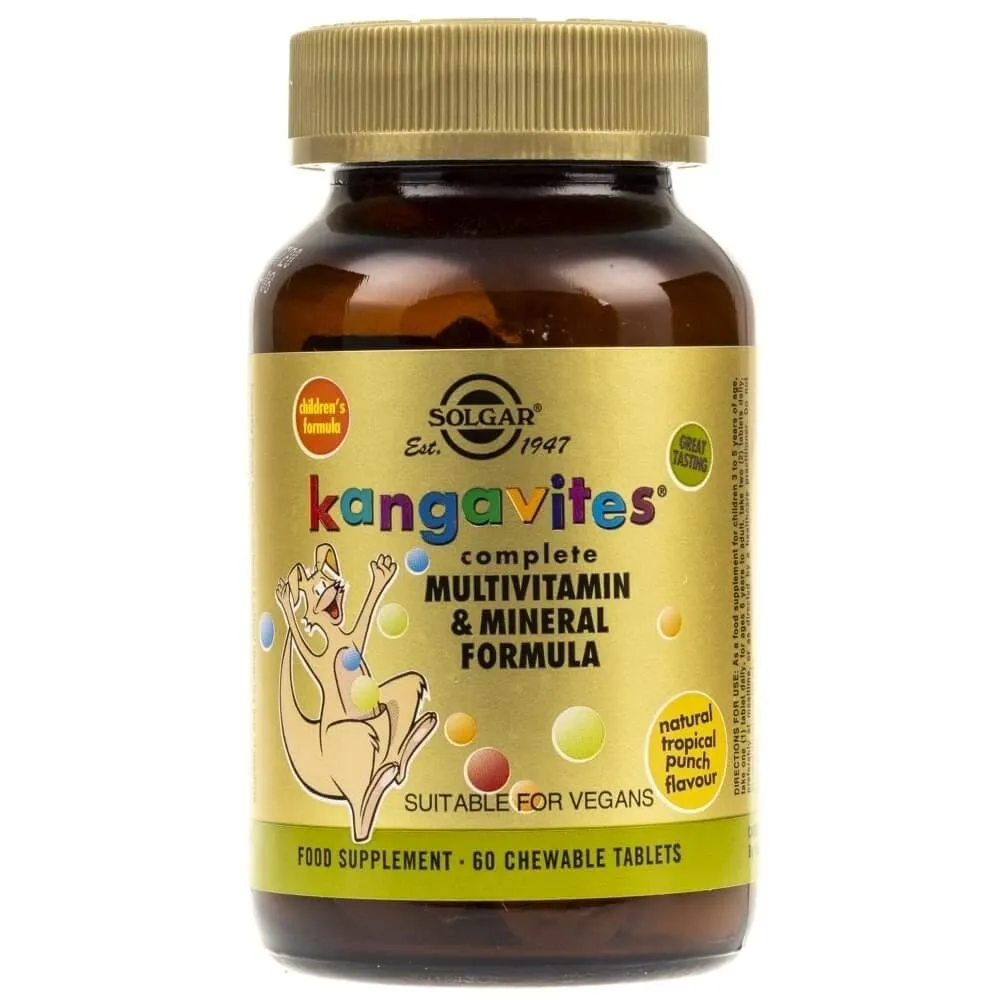 Solgar Kangavites Vitaminas para Niños, Sabor Tropical - 60 Pastillas