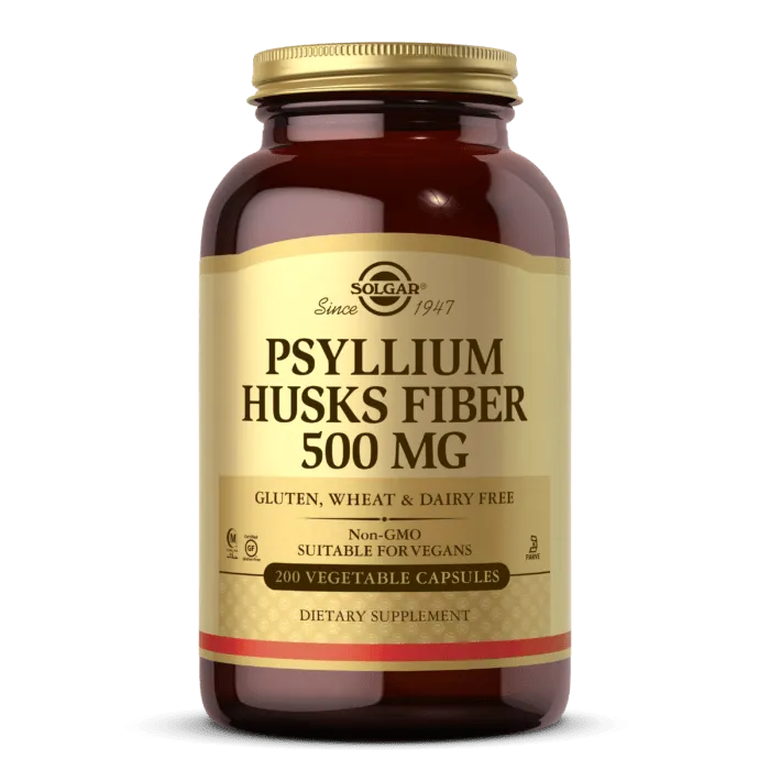 Solgar Fibra de Cáscara de Psyllium 500 mg - 200 Cápsulas Vegetales