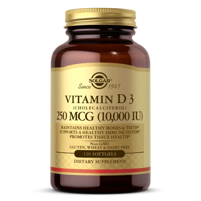 Solgar Vitamina D3 250 mcg (10000 UI) - 120 Cápsulas blandas