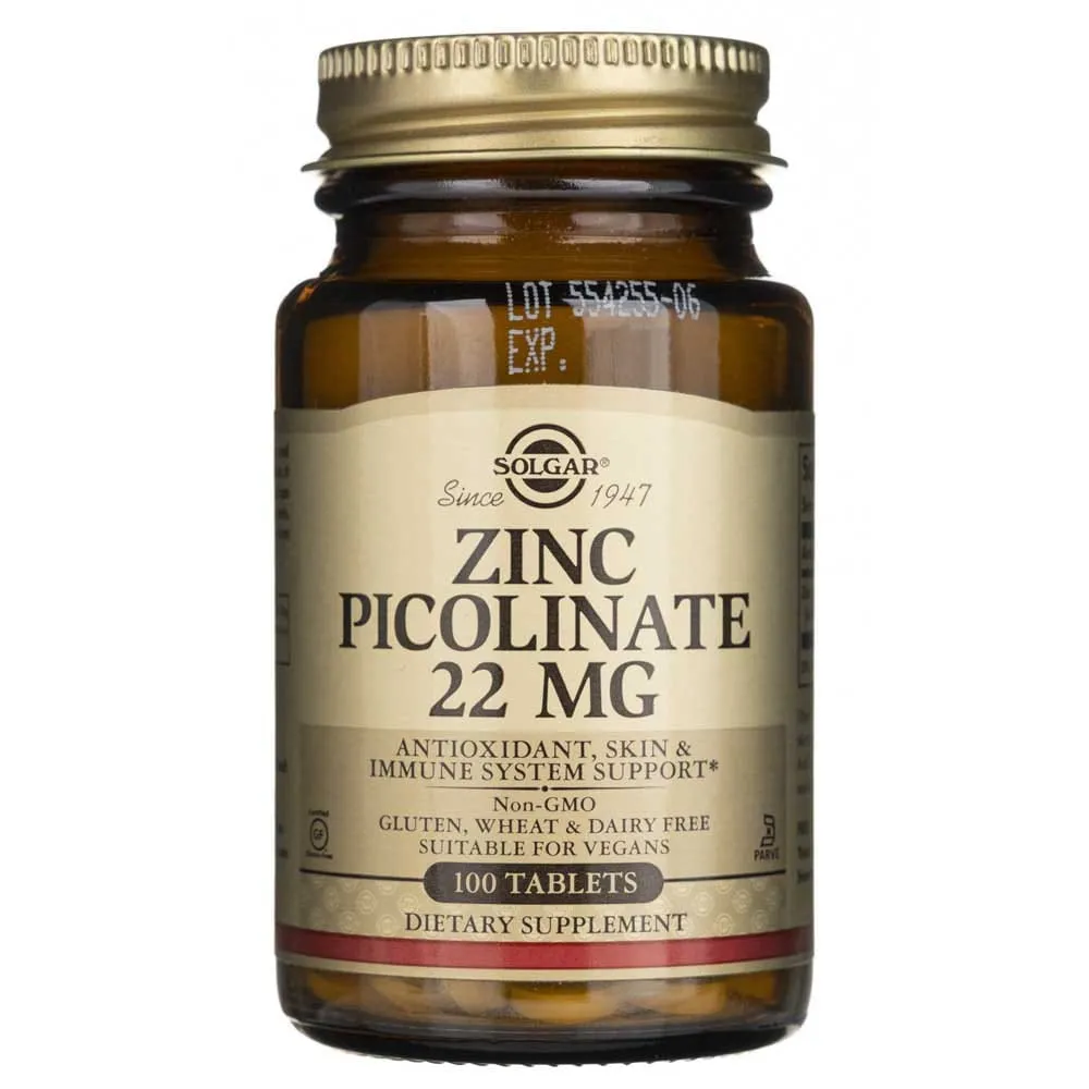 Solgar Picolinato de Zinc 22 mg - 100 Tabletas