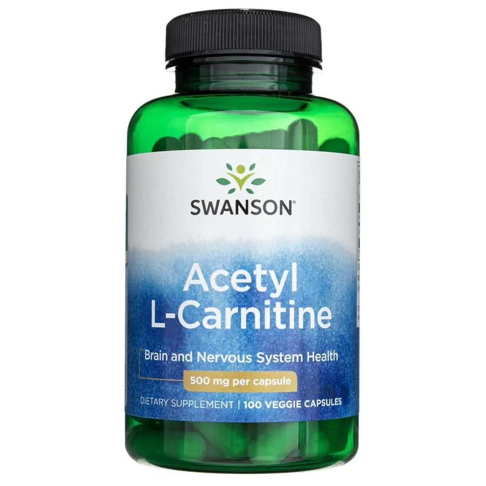 Swanson Acetil L-Carnitina 500 mg - 100 Cápsulas Vegetales