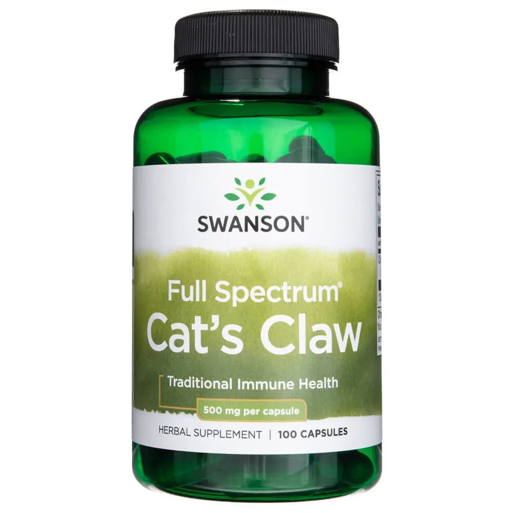 Swanson Uña de Gato de Espectro Completo 500 mg - 100 Cápsulas