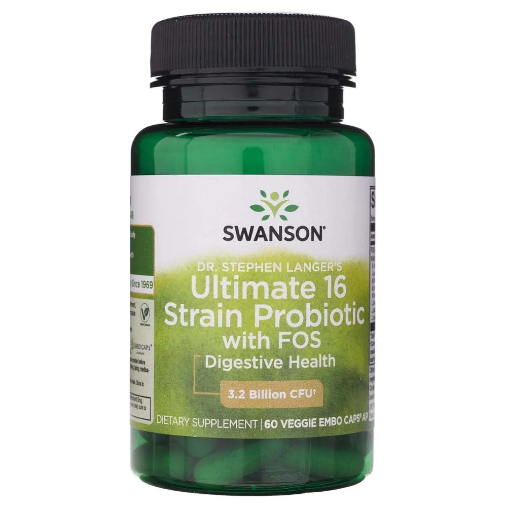 Swanson Ultimate 16 Strain Probiotic with FOS - 60 Cápsulas vegetales