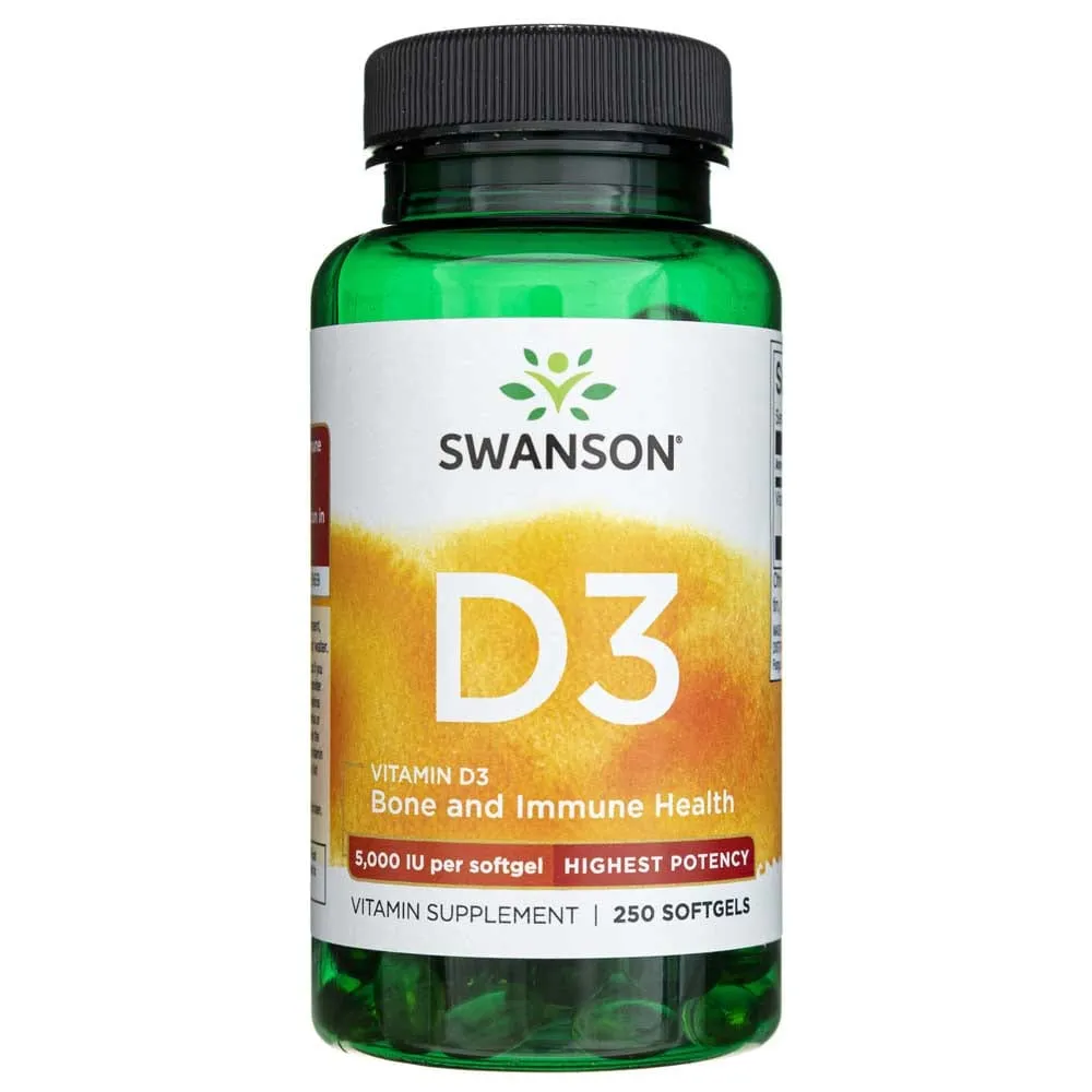 Swanson Vitamina D3 5000 UI (125 mcg) - 250 Cápsulas blandas
