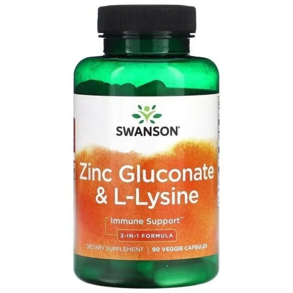 Swanson Gluconato de zinc + L-lisina - 90 cápsulas