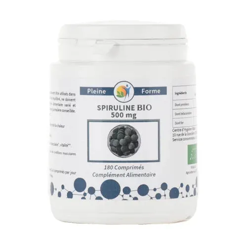 Espirulina orgánica 500 mg-180 tabletas-Forma completa