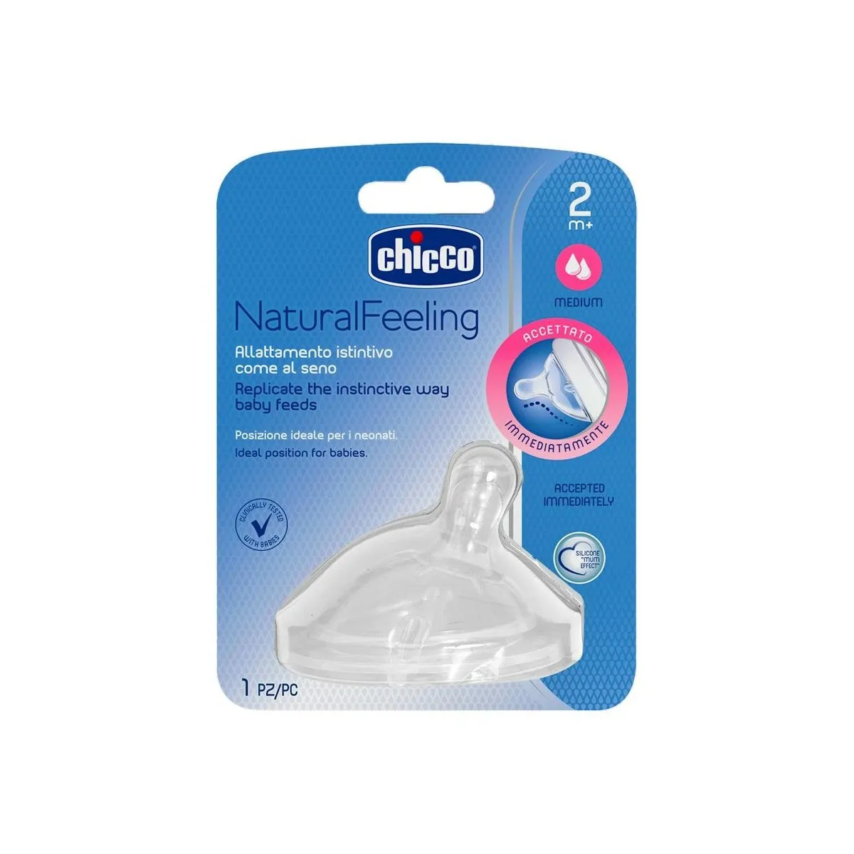 Tetina Chicco Nf Step Up 1 Sili B/Ancha + 0m Fl Medio 1 Ud