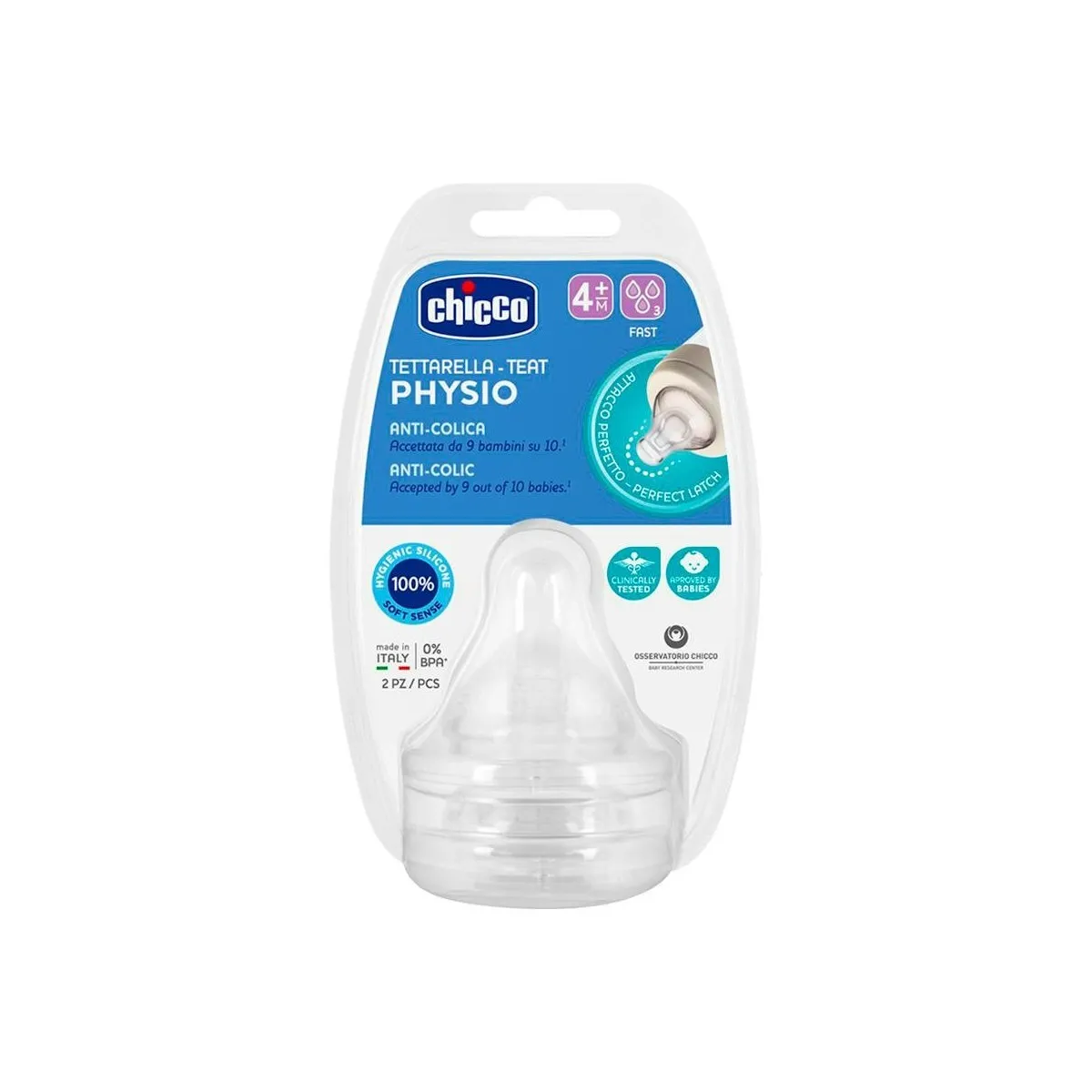 Tetina Physio 4m+ Fl.Medio Sil 2ud