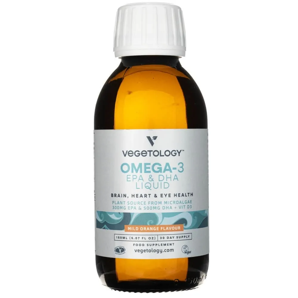 Vegetology Omega 3 EPA & DHA + Vitamina D3 Líquido, Naranja - 150 ml