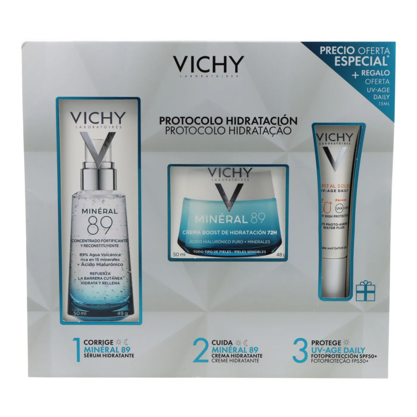 Vichy Mineral 89 Serum 50ml + Mineral 89 Crema 50ml + Capital Soleil 15ml Promo