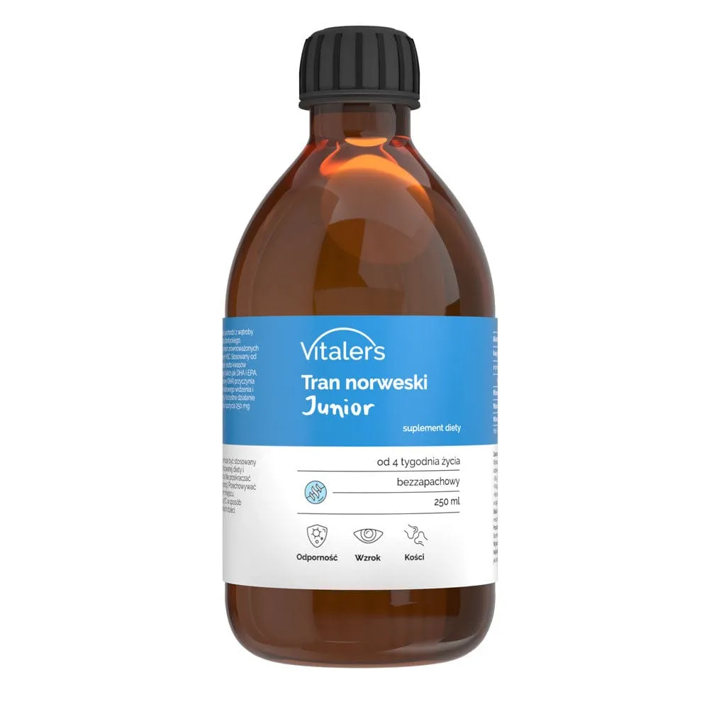 Vitaler's Junior Omega-3 Aceite de Hígado de Bacalao Noruego 1200 mg - 250 ml