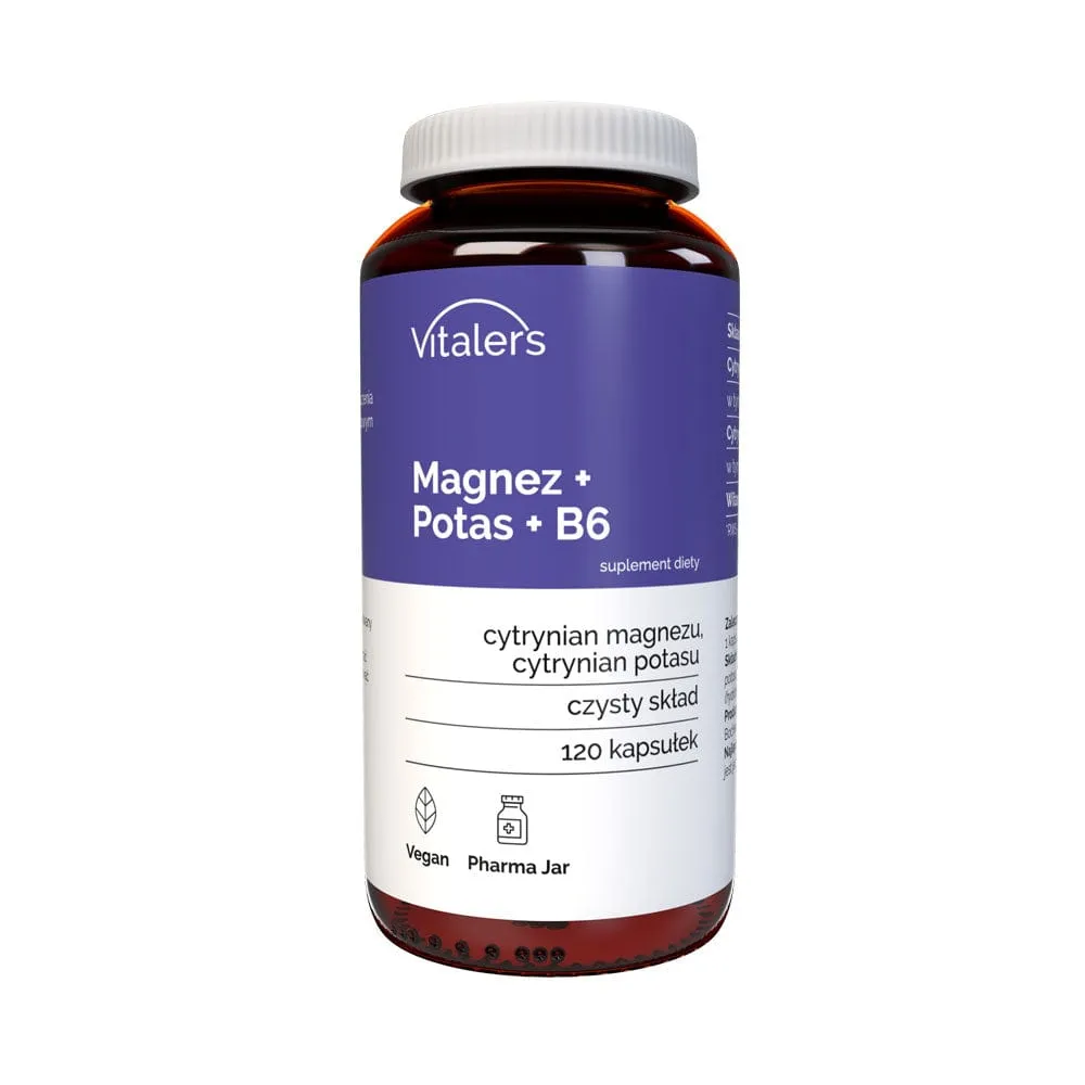 Vitaler's Magnesio 100 mg + Potasio 150 mg + Vitamina B6 10 mg - 120 Cápsulas