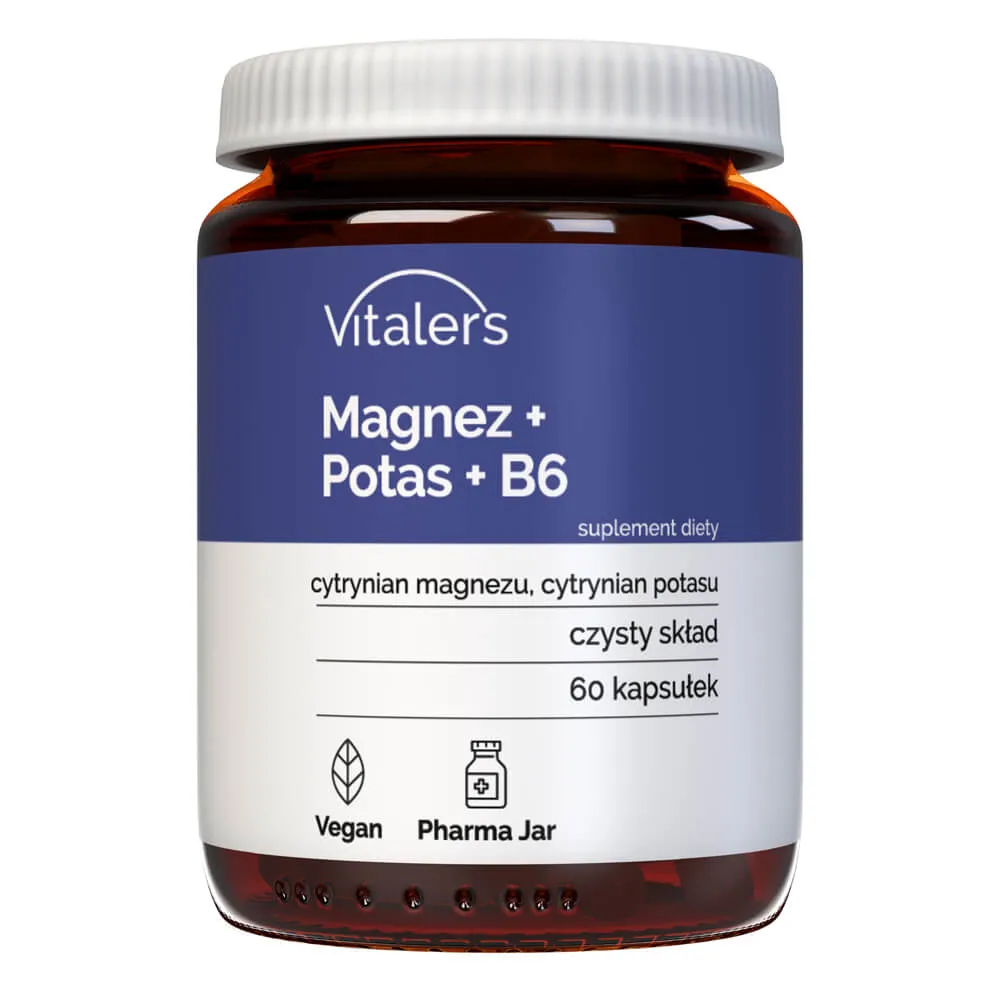 Vitaler's Magnesio 100 mg + Potasio 150 mg + Vitamina B6 10 mg - 60 Cápsulas