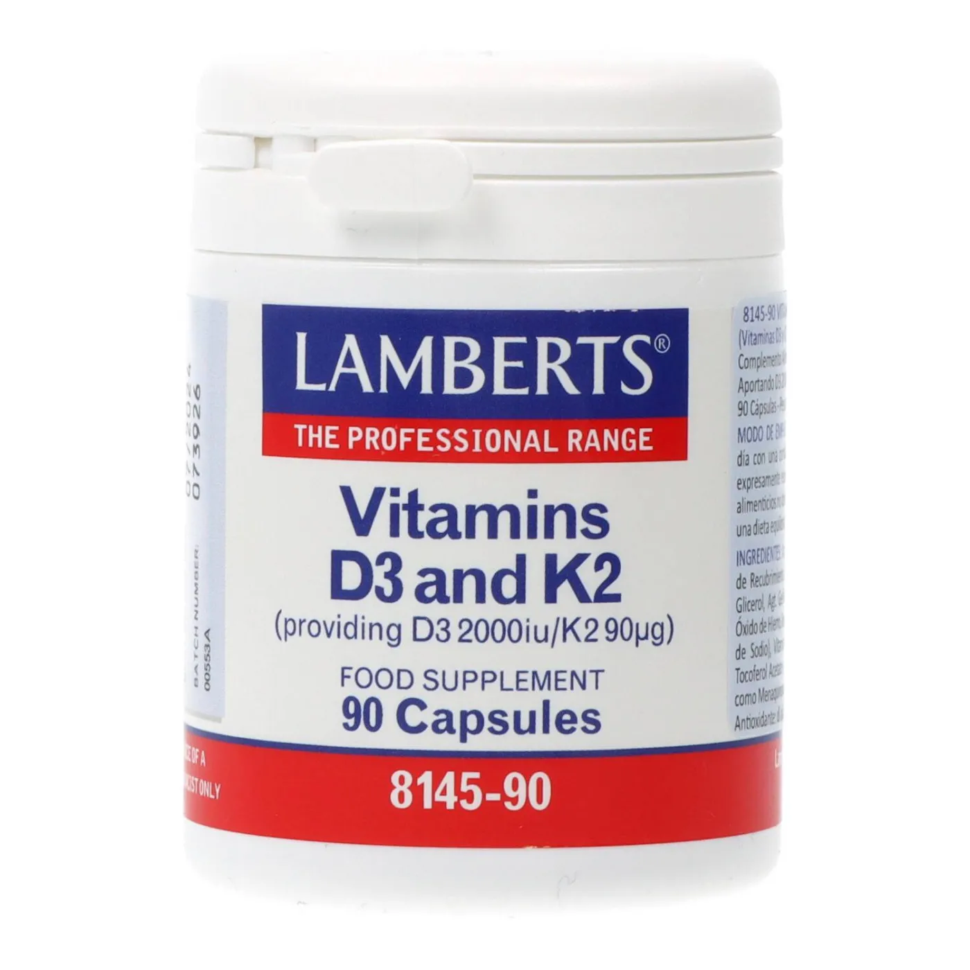 Vitamina D3 K2 90 Caps 814590 Lamberts