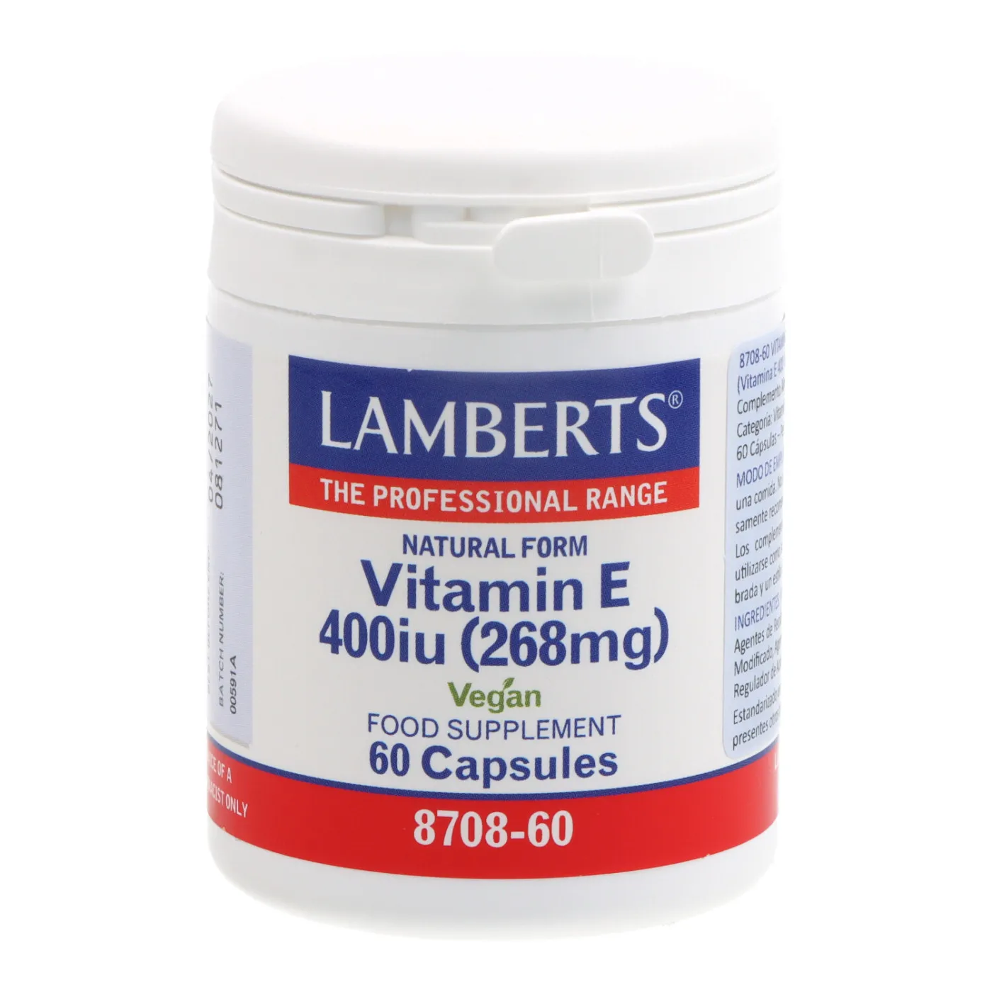 Vitamina E Natural 400ui 60 Caps 870860 Lambers