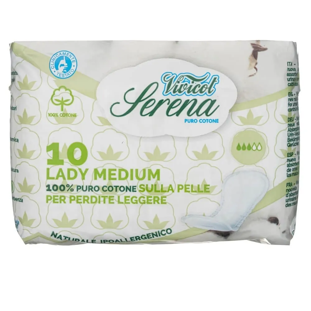 Vivicot Toallas Sanitarias para Incontinencia Urinaria Mediana - 10 Piezas