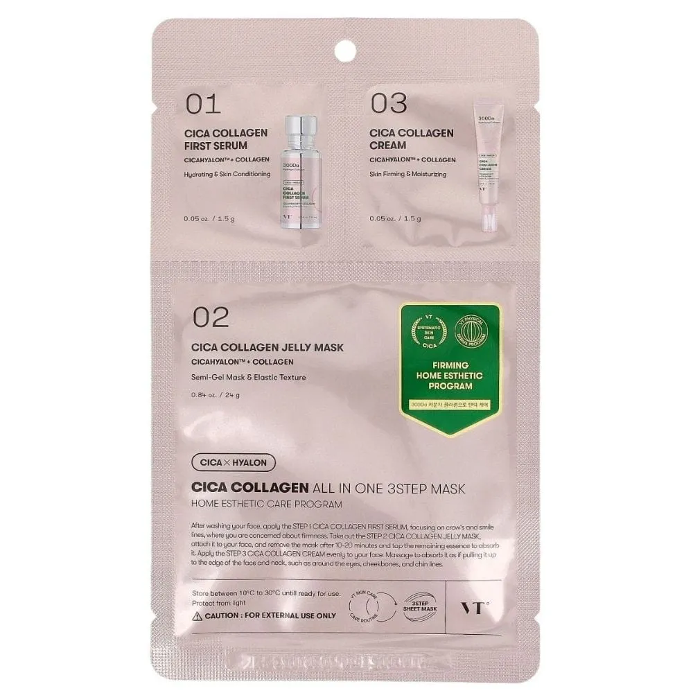 VT Cosmetics Cica Colágeno Todo en Uno Cuidado Nutritivo en 3 Pasos