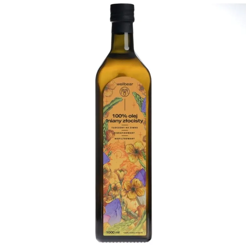 Wellbear Aceite de Linaza Dorado Prensado en Frío - 1000 ml