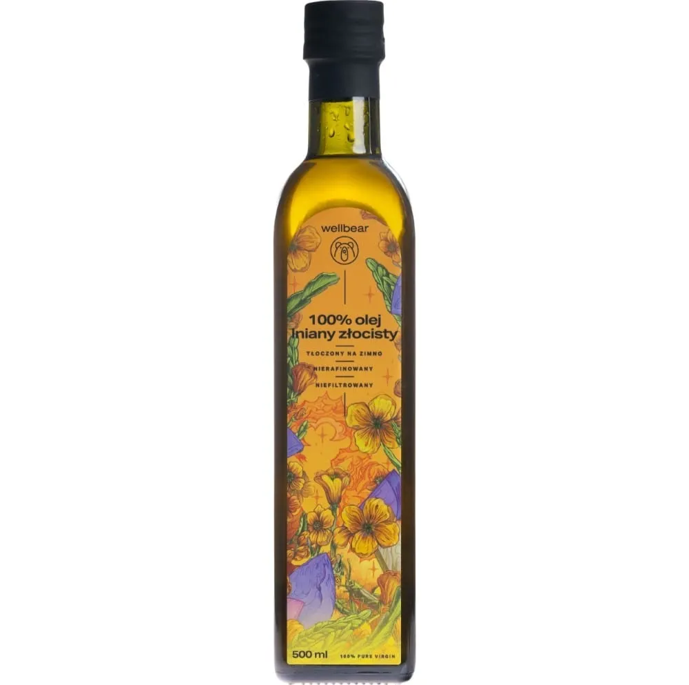 Aceite de linaza dorada Wellbear prensado en frío - 500 ml