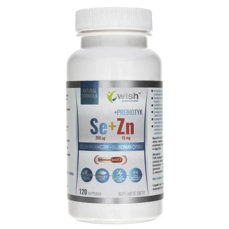 Wish Selenio 200 mcg + Zinc 15 mg + Prebiótico - 120 Cápsulas