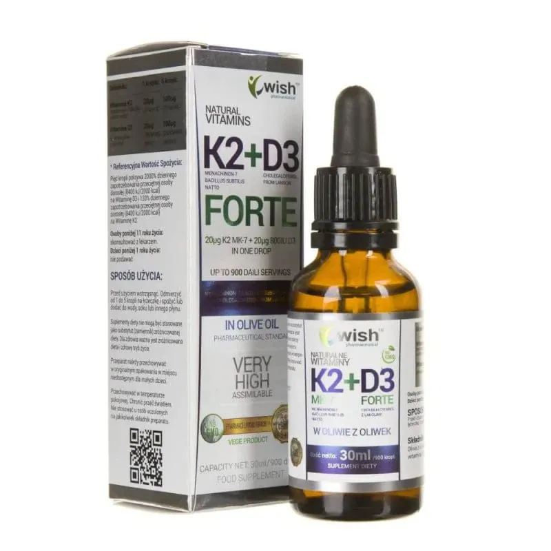 Wish Vitamina K2 MK-7 D3 FORTE gotas - 30 ml