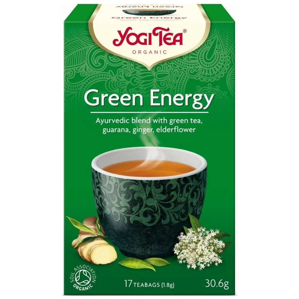Yogi Tea Energía Verde, Hierbas, Guaraná y Kombucha - 17 Bolsitas